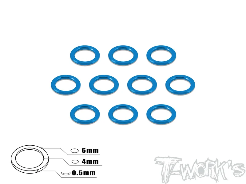 TA-013 Aluminum 4mm Bore Washer 0.5mm 10pcs. Tamiya Blue TA-013TB