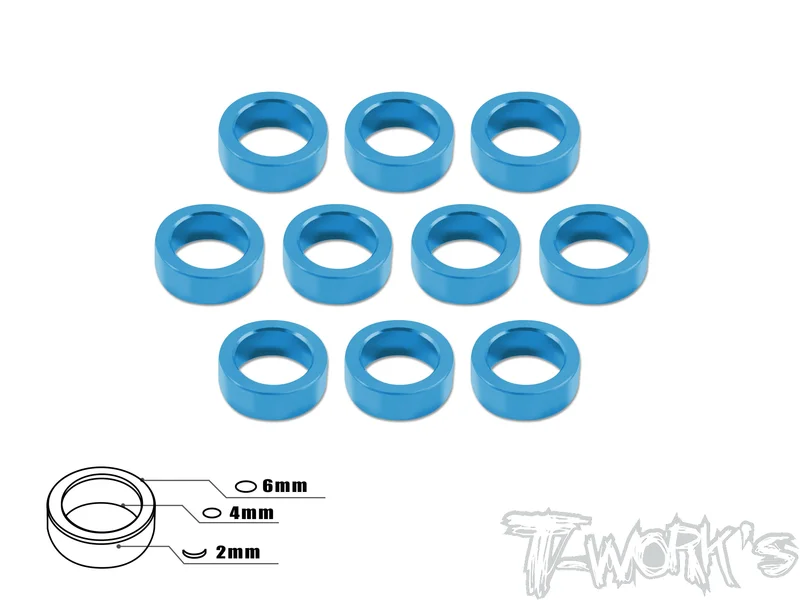 TA-016 Aluminum 4mm Bore Washer 2.0mm 10pcs. Tamiya Blue TA-016TB