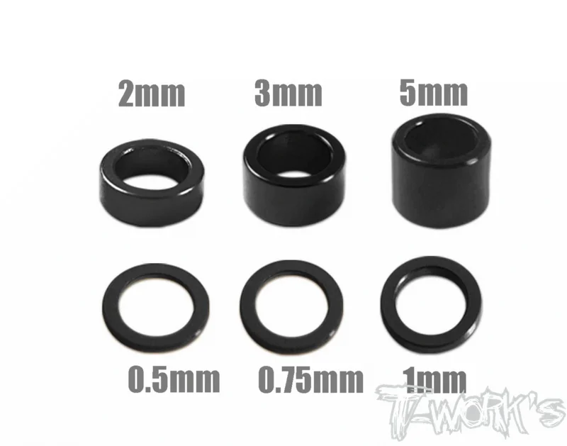 TA-019 Aluminum 4mm Bore Washer Set 0.5, 0.75 ,1 ,2 ,3 ,5mm each 4pcs. Tamiya Blue TA-019TB