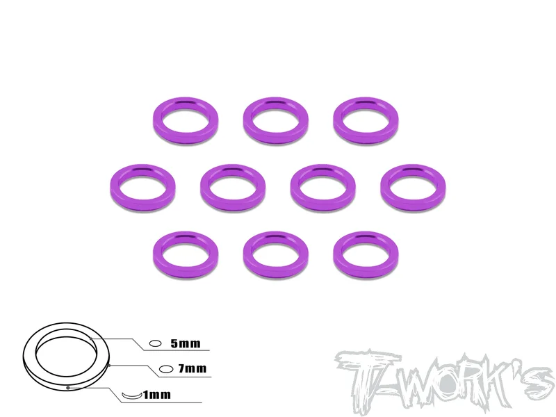 TA-044 Aluminum 5mm Bore Washer 1.0mm  10pcs. Tamiya Blue TA-044TB