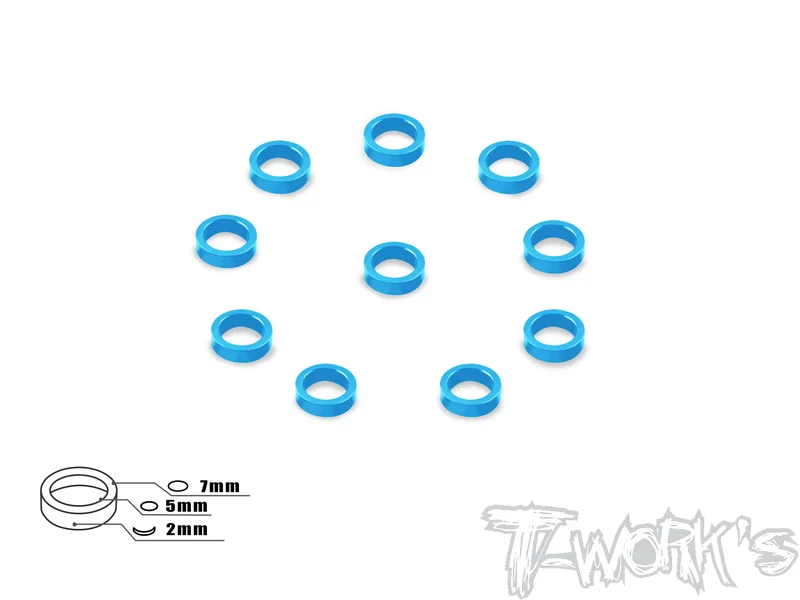 TA-045 Aluminum 5mm Bore Washer 2.0mm  10pcs. Tamiya Blue TA-045TB
