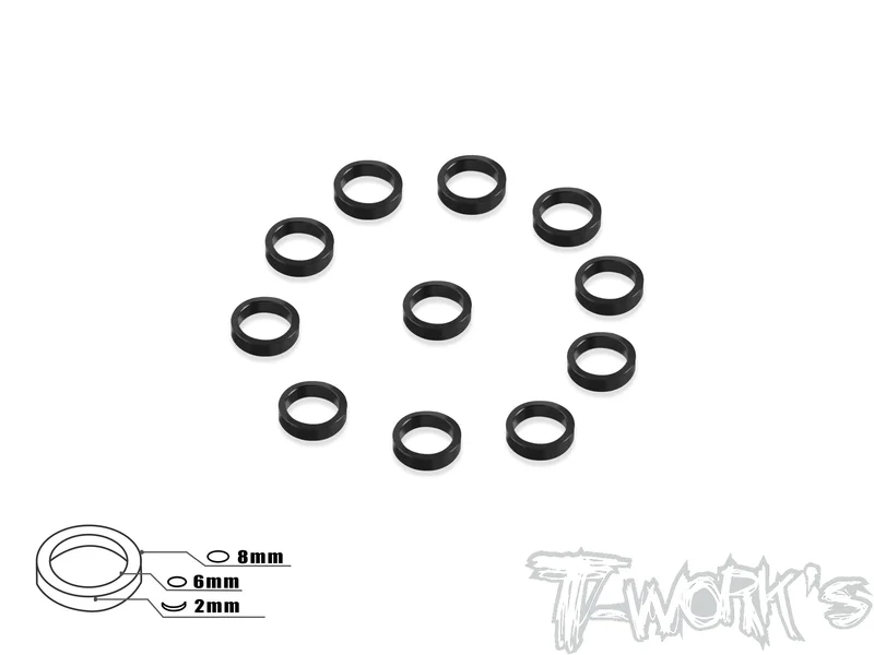 TA-050    Aluminum 6mm Bore Washer 2.0mm  10pcs. Tamiya Blue TA-050TB