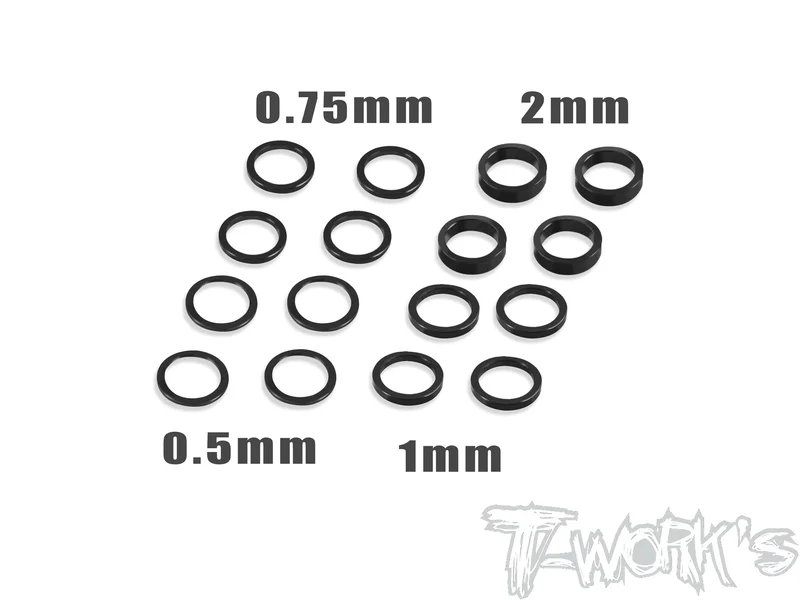 TA-051 Aluminum 6mm Bore Washer Set  0.5, 0.75 ,1 ,2mm each 4pcs. Tamiya Blue TA-051TB