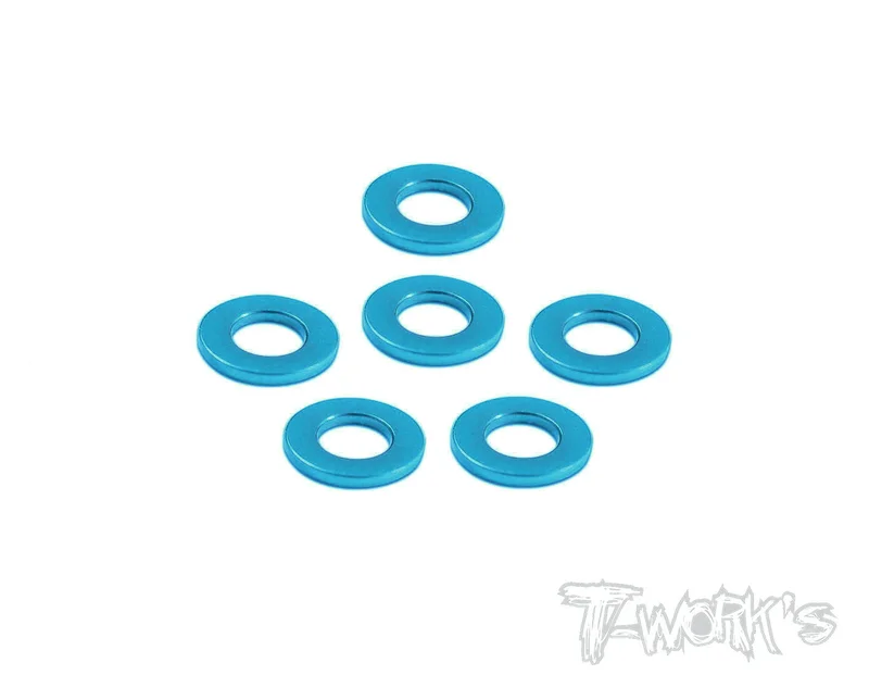 TA-059 Aluminum 2mm Bore Washer 0.5mm (Tamiya Blue) 6pcs.