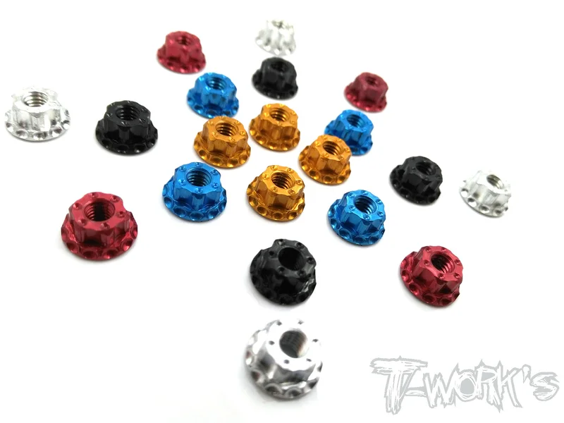 TA-083 Lightweight 7075-T6 Alum Serrated M4 Wheel Nuts 4 pcs Tamiya Blue TA-083TB