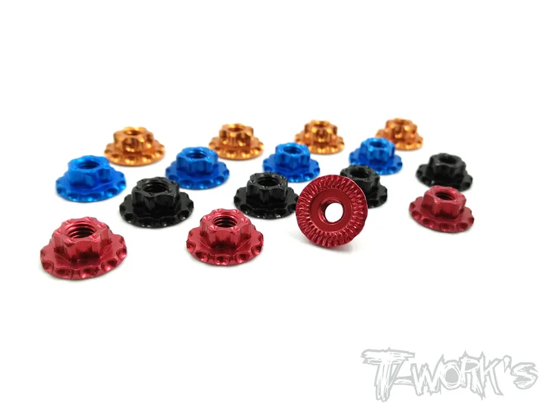 TA-089 Alum Large-Contact Serrated Flanged Wheel Nuts (4pcs.) Red
