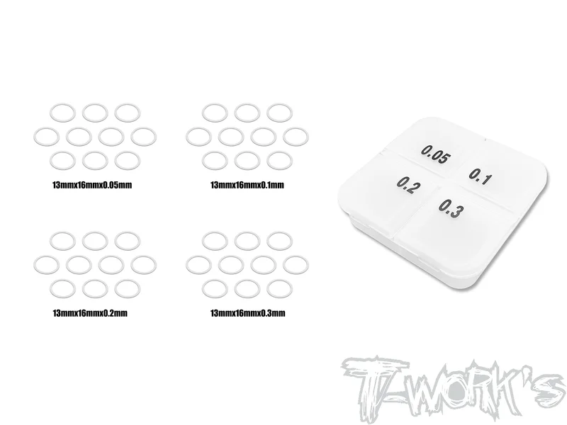 TA-095-13 13mm Shim Washer Set ( 0.05,0.1,0.2,0.3mm each 10pcs. )