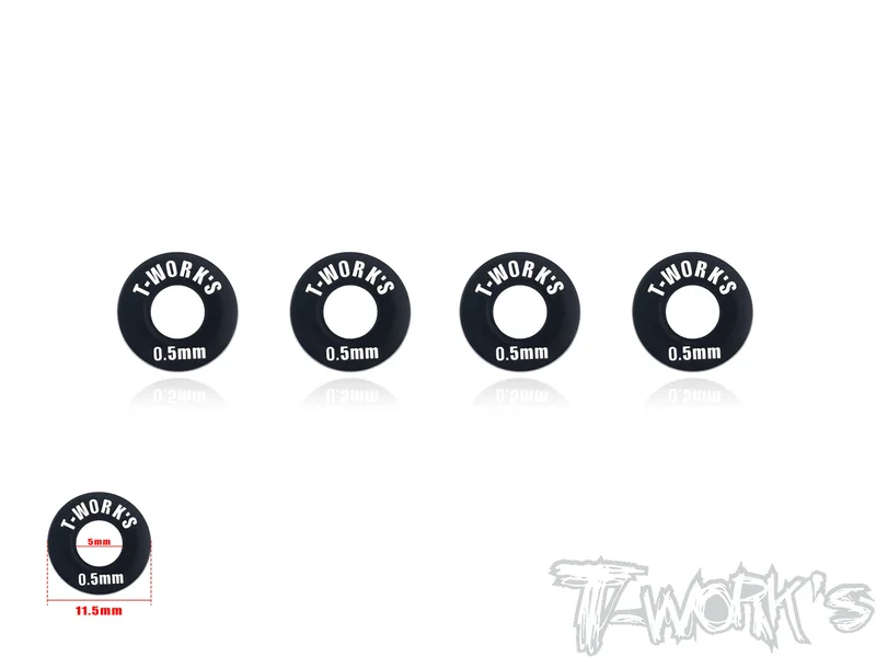 TA-102-0.5BK Aluminum 5mm Bore Wheel Shim 0.5mm 4 pcs. ( Black )