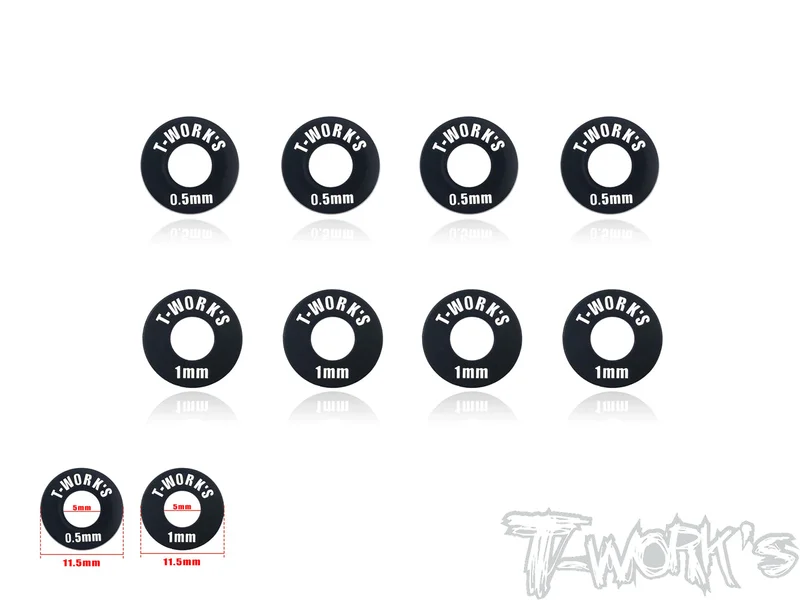 TA-102BK Aluminum 5mm Bore Wheel Shim Set 0.5/1mm Each 4 pcs. ( Black )