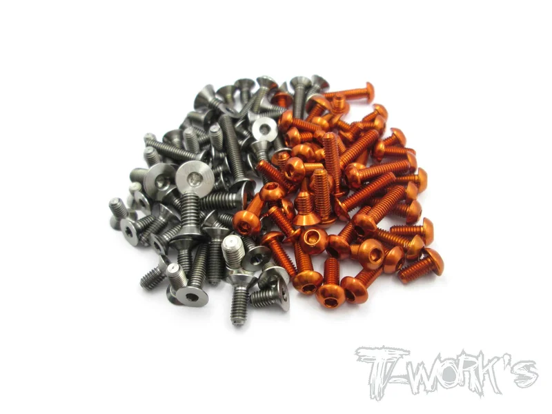 TASS-T4-20 64 Titanium &7075-T6 Screw set 93pcs.(For Xray T4 2020) Orange