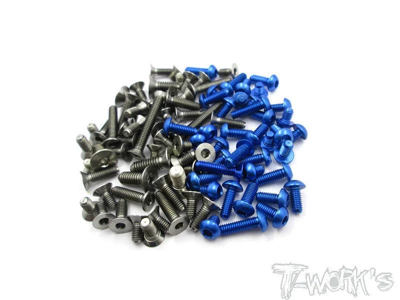 TASS-TC7 64 Titanium &7075-T6 Dark Blue Screw set 92pcs.(For Team Associated TC7)
