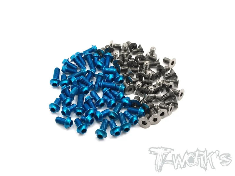 TASSU-R12C3 64 Titanium &7075-T6(UFO Head) Blue Screw set 47pcs. (For Yokomo R12 C3)