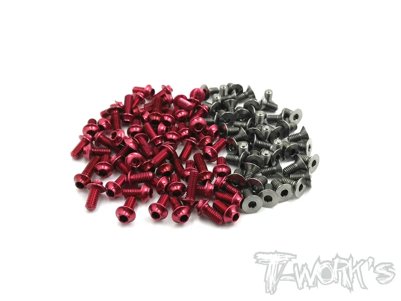 TASSU-S4 64 Titanium & 7075-T6(UFO Head) Red Screw set 87pcs.( For Top Sabre S4 )