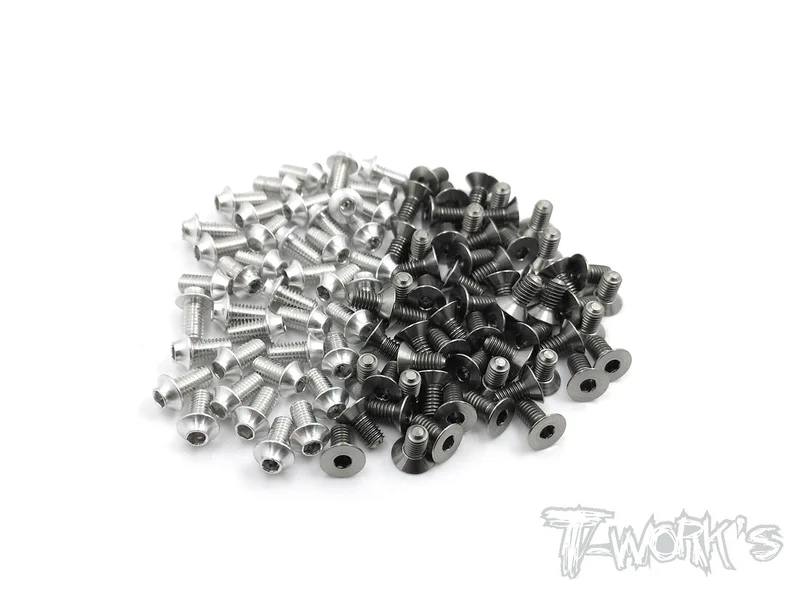 TASSU-T4-14 64 Titanium &7075-T6(UFO Head) Silver Screw set 95pcs.( For Xray T4 2014)
