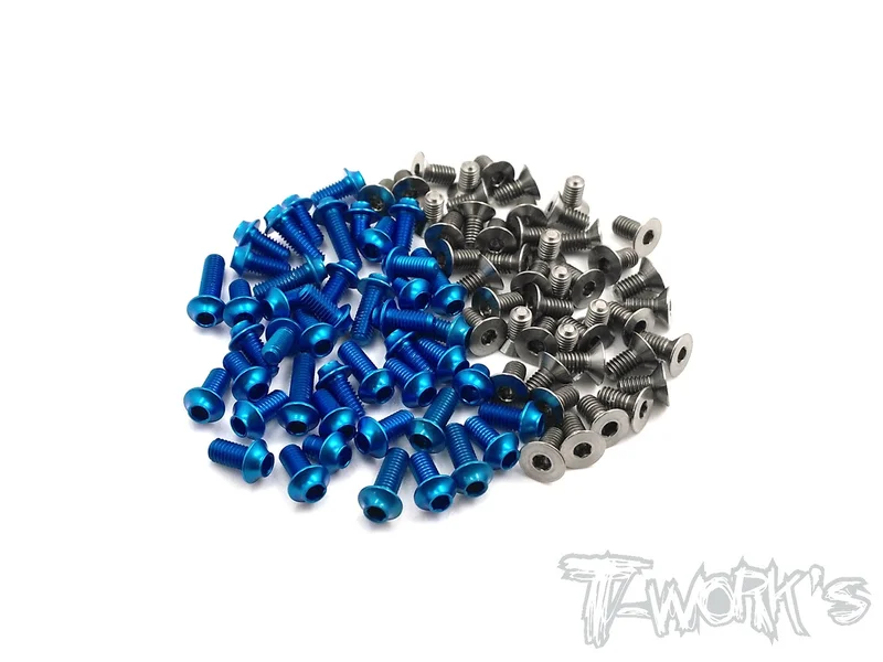 TASSU-TC7 64 Titanium &7075-T6(UFO Head) Dark Blue Screw set 92pcs.(For Team Associated TC7)