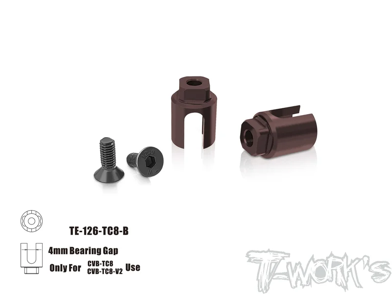 TE-126-TC8-BSpring Steel Front Spool Cups BB adapter ( For Team Associated TC8 ) Only Use T-Work's ECS BB Drive Shaft