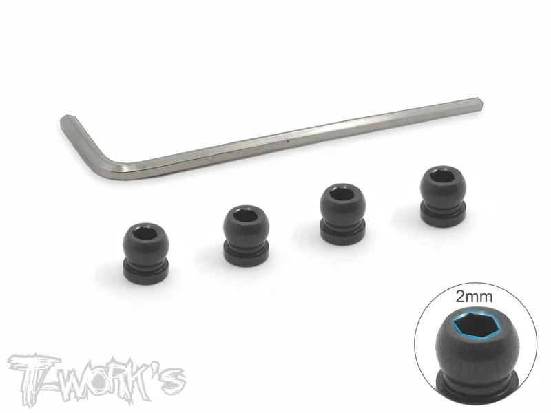 TE-156-4 7075-T6 Hard Coated Alum. 4.5mm Pivot Ball With 2mm Hex ( For Serpent Project 4X ) 4pcs.