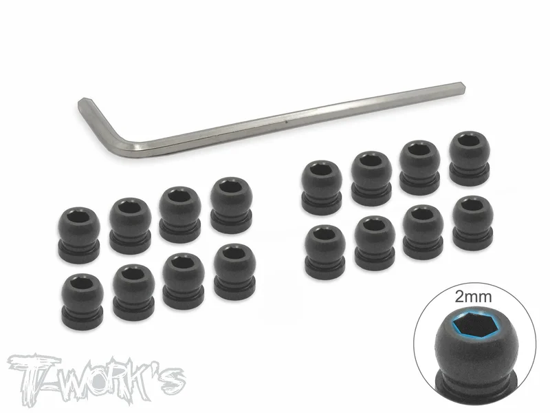 TE-156 7075-T6 Hard Coated Alum. 4.5mm Pivot Ball With 2mm Hex ( For Serpent Project 4X ) 16pcs.