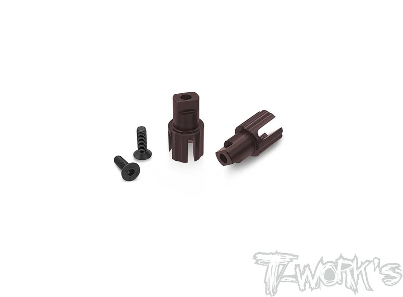 TE-197-S TWIN Trough Spring Steel Solid Driveshaft Adapters ( For Serpent X20'23 ) ** Only T-Work's ECS Drive Shaft Use **
