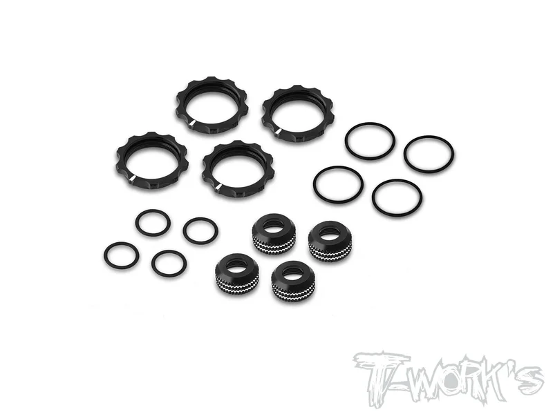 TE-244-H Alum. 13mm Shock Adjustable Nut With Mark And Collar ( For Team Associated RC10 B7.1C/B7.1D/B7/ B74.2 / B6.4/B7D/T7 ) Black