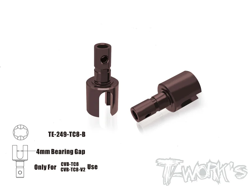 TE-249-TC8-BSpring Steel Light Weight Rear Diff. Joint BB Adapter ( For Team Associated TC8 ) 2pcs. Only Use T-Work's ECS BB Drive Shaft