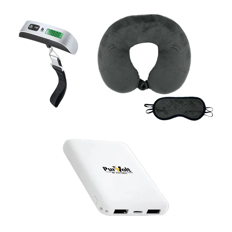 The Savvy Travelers Essential Trio: Pursonic Electronic Luggage Scale, Memory Foam Travel Pillow, and Ultra-Compact Wireless Power Bank