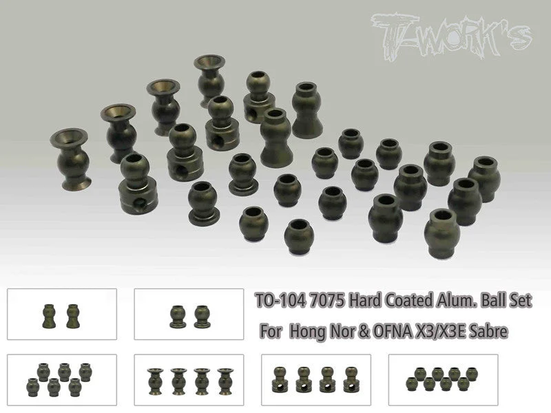 TO-104 7075 Hard Coated Alum. Ball Set ( For Hong Nor & OFNA X3/X3E Sabre,IGT8)
