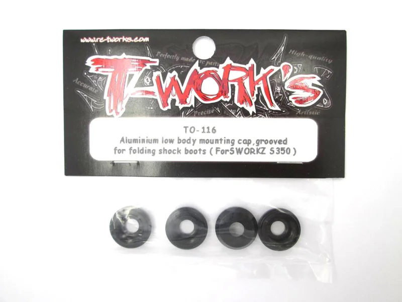 TO-116 Aluminum Shock Body Lower Cap, grooved for folding shock boots ( For Sworkz S350 ) 4pcs.