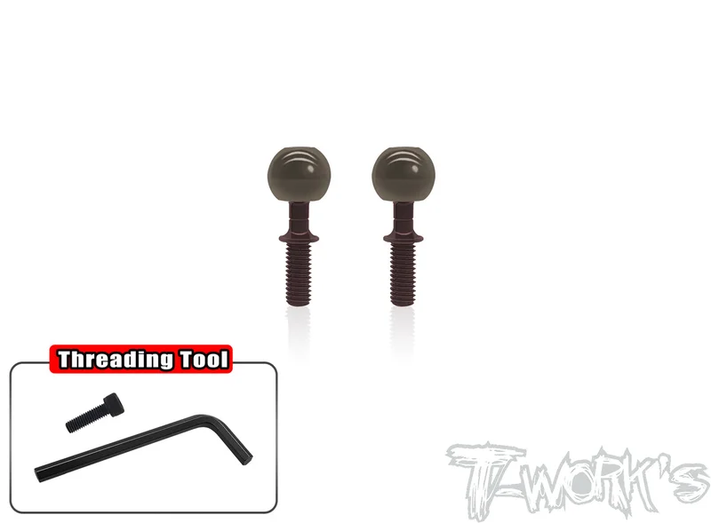 TO-192L-MBX Alum. Pillow Ball With Spring Steel Anti-Clockwise Shaft( For Mugen MBX-7/7R/7GT/MBX8 ECO/MBX8R ) 2pcs.