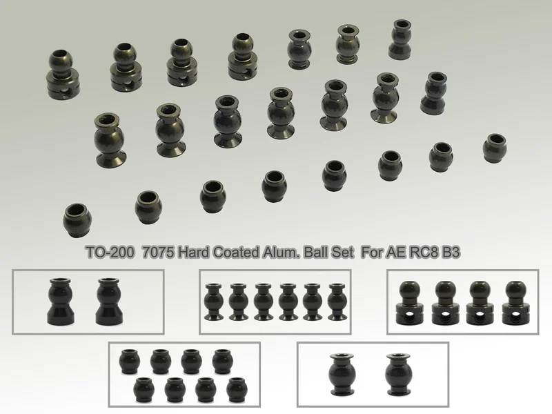 TO-200 7075-T6 Hard Coated Alum. Ball Set ( For Team Associated RC8 B3/T3.2/T3.2E ) 22pcs.