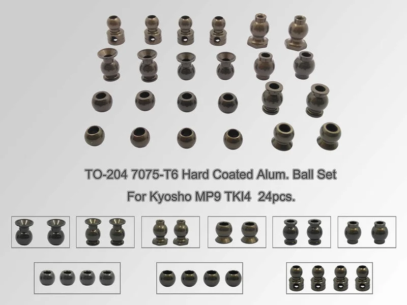 TO-204 7075-T6 Hard Coated Alum. Ball Set ( For Kyosho MP9 TKI4,GT3,MP9e EVO,MP10Te ) 24pcs.