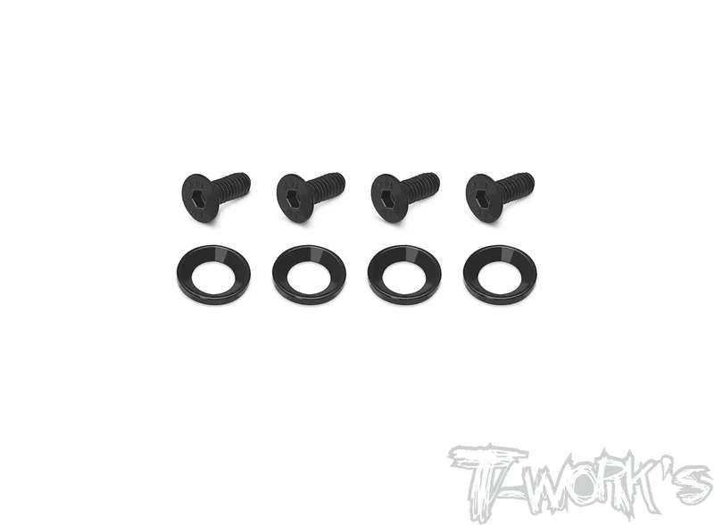 TO-205-BKEngine Mount Washer And Screw Set  For Team Associated RC8 B3/B3.2/T3.2/T3.2E/Mugen MBX8R Each 4 pcs.