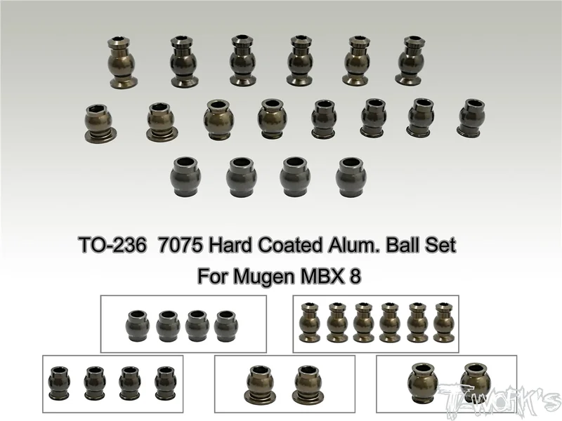 TO-236 7075 Hard Coated Alum. Ball Set ( For Mugen MBX 8 /Mugen MBX8 ECO/Mugen MBX8R) 18pcs