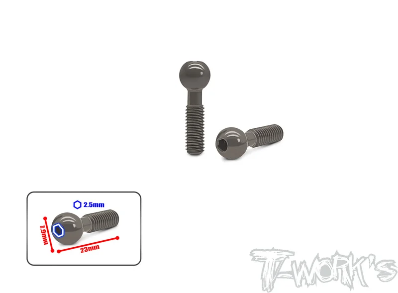 TO-322-M  Hard Coated 7075-T6 Pivot Ball  2pcs. ( Mugen )  7.9 x 23mm