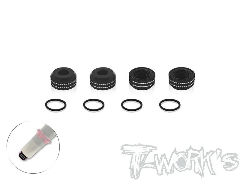 TO-325-J Alum. Shock body Seal Cap ( For Team Associated RC8 B4.1/4/3.2/T4/T3.2 ) 4pcs. Black