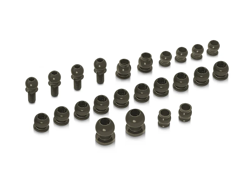TO-326-RX8'23 7075-T6 Hard Coated Alum. Ball Set ( For Xray RX8E 2023/RX8 2023 ) 24pcs.