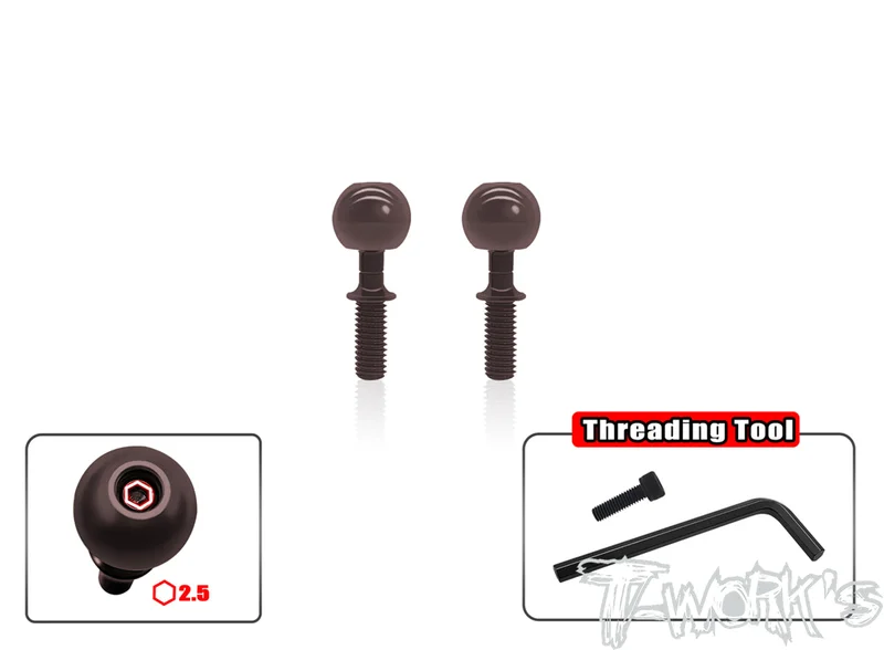 TO-329L-MBX Spring Steel Pillow Ball Anti-Clockwise Shaft( For Mugen MBX-7/7R/7GT/MBX8 ECO/MBX8R ) 2pcs.
