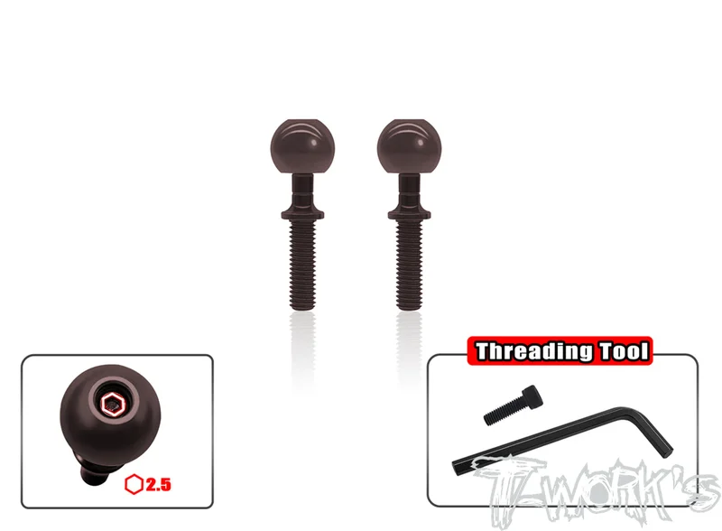 TO-329L-RC8B3 Spring Steel Pillow Ball Anti-Clockwise Shaft ( For RC8 B4/B4E/B3/B3E/B3.2/T3.2/T3.2E ) 2pcs.