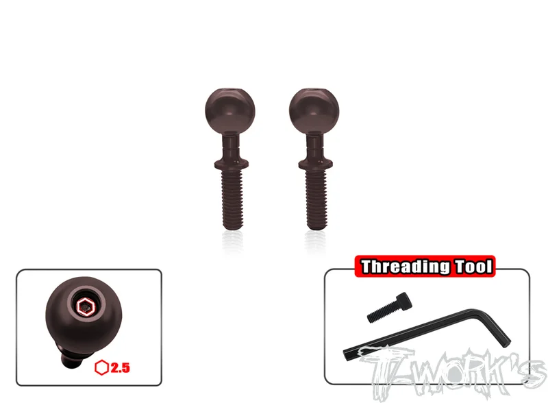TO-329L-XB8  Spring Steel Pillow Ball Anti-Clockwise Shaft( For Xray XB8'22/23 ) 2pcs.
