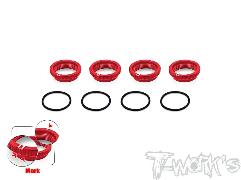 TO-356   Alum. 1/8 Off Road Shock Spring Adjuster 16mm ( AE/Mugen/Kyosho/SWORKZ/Infinity/HN )  4pcs. Black