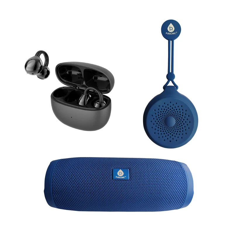 Total Audio Freedom Collection  Wireless Earbuds + Extended-Play 360 Speaker + Waterproof Suction Speaker