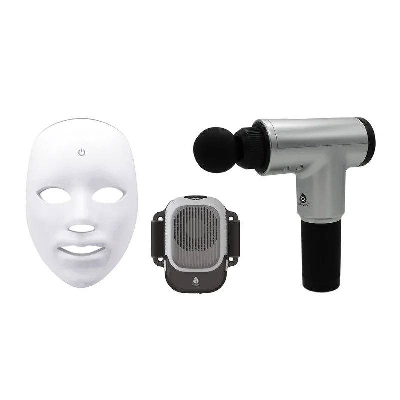 Total Wellness Recovery Bundle  Massage Gun, Red Light Therapy Mask & Hot/Cold Therapy Cube