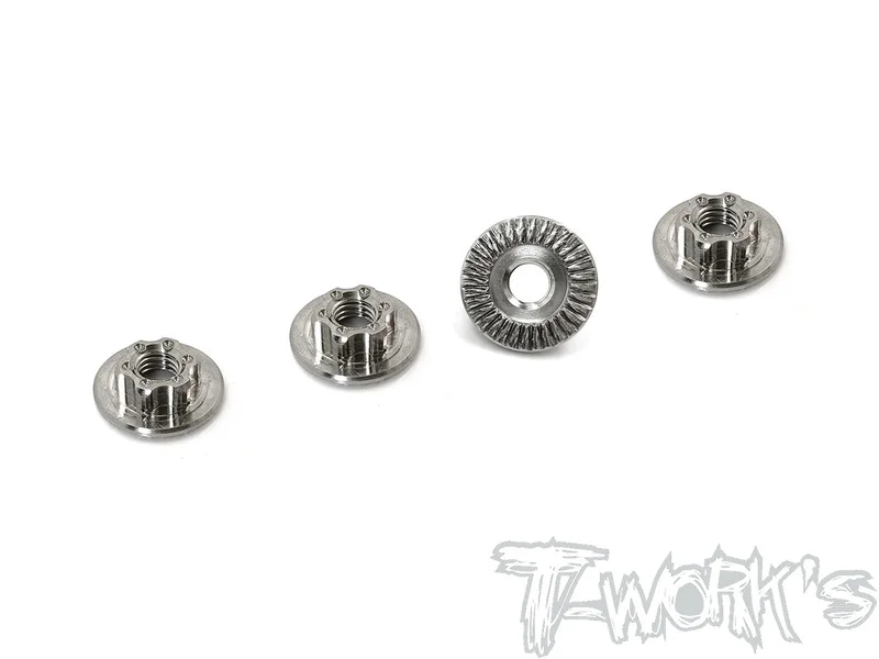 TP-034S64 Titanium Light Weight large-contact Serrated M4 Short Wheel Nuts ( 4pcs. )