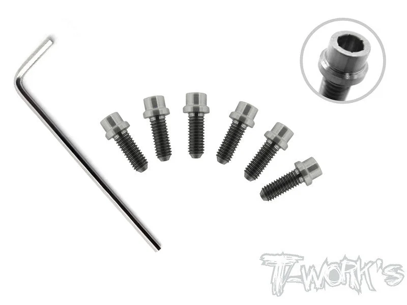 TP-039 64 Titanium Rear Wheel Hub Screws-M3  6pcs. ( For XrayX12&X12'16/XP10/X10'26, Serpent S120/X12'18 EU/X12'18 US 2019 EU/US)