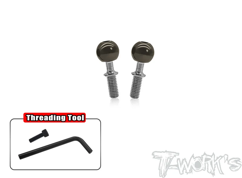 TP-047L-MBX  Alum. Pillow Ball With Titanium Anti-Clockwise Shaft ( Mugen MBX-7/7R/7GT/MBX 8/MBX8 ECO/MBX8R )2pcs.