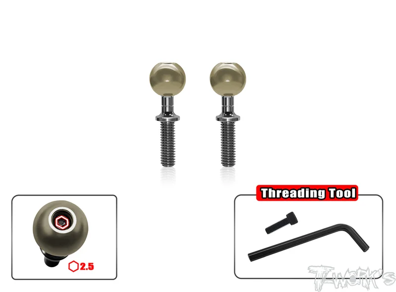 TP-047L-XB8 Alum. Pillow Ball With Titanium Anti-Clockwise Shaft ( Xray XB8/XB8'23 )2pcs.