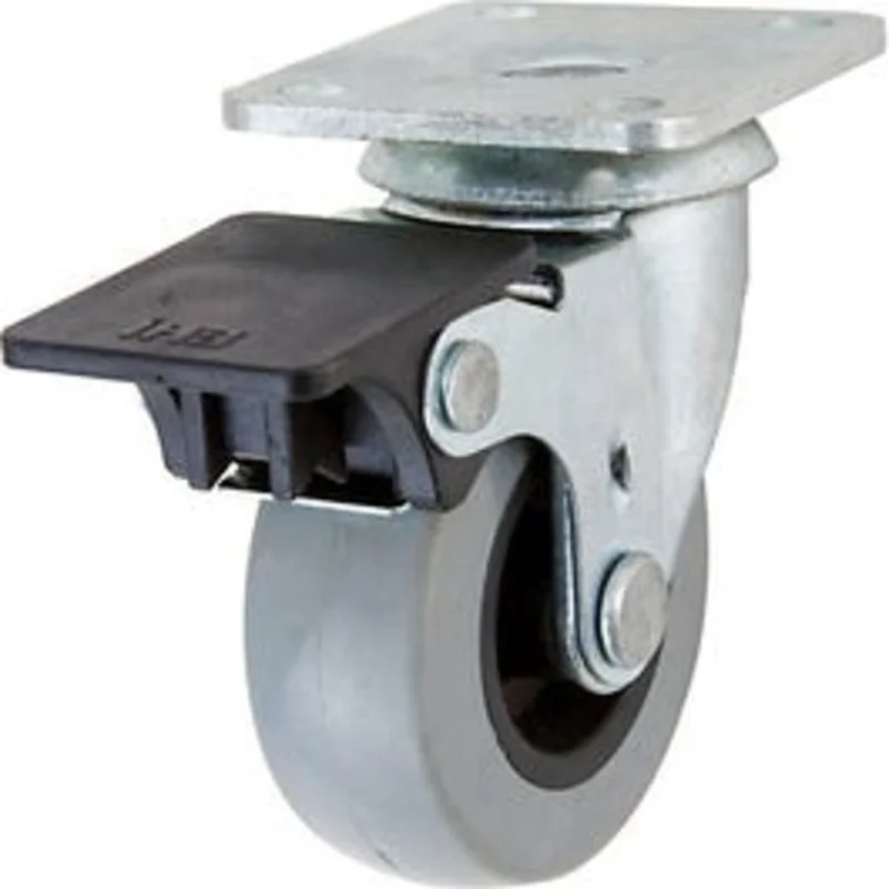 TPR Swivel Plate Caster With Brake, 2-In.