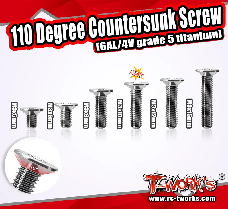 TSS-10DC 3mm x 5/6/8/10/12/15mm 110 Degree Countersunk Screw (8pcs.)