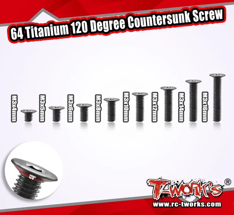 TSS-12DC 3mm x 4/5/6/8/10/12/14/15mm 120 Degree Countersunk Screw 8pcs.