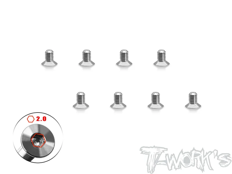 TSS-S12 64 Titanium Hex. Countersink Screw 8pcs. ( For Serpent 1.2mm Metal Chassis )